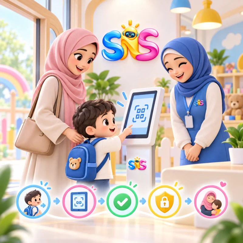 رسم توضيحي رسمي للحضور والانصراف باستخدام QR في SNS